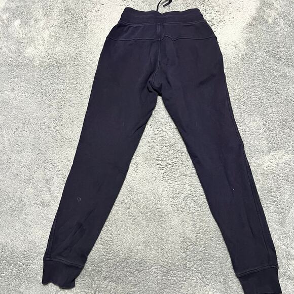 Lululemon Warm Down Jogger Pants Womens 2 7/8 Blue Cotton Terry Sweatpants - Picture 3 of 8
